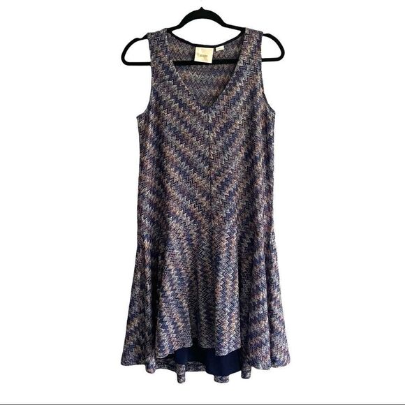 ANTHROPOLOGIE MAEVE Sleeveless Chevron Knit V-Neck Westeater Mini Dress XS - Picture 4 of 15